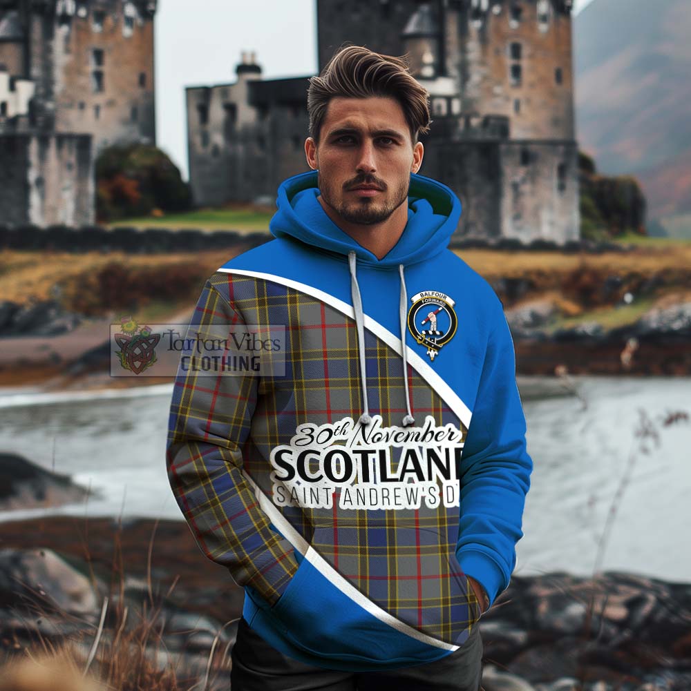 Tartan Vibes Clothing Balfour Family Crest Tartan Cotton Hoodie Celebrate Saint Andrew's Day in Style