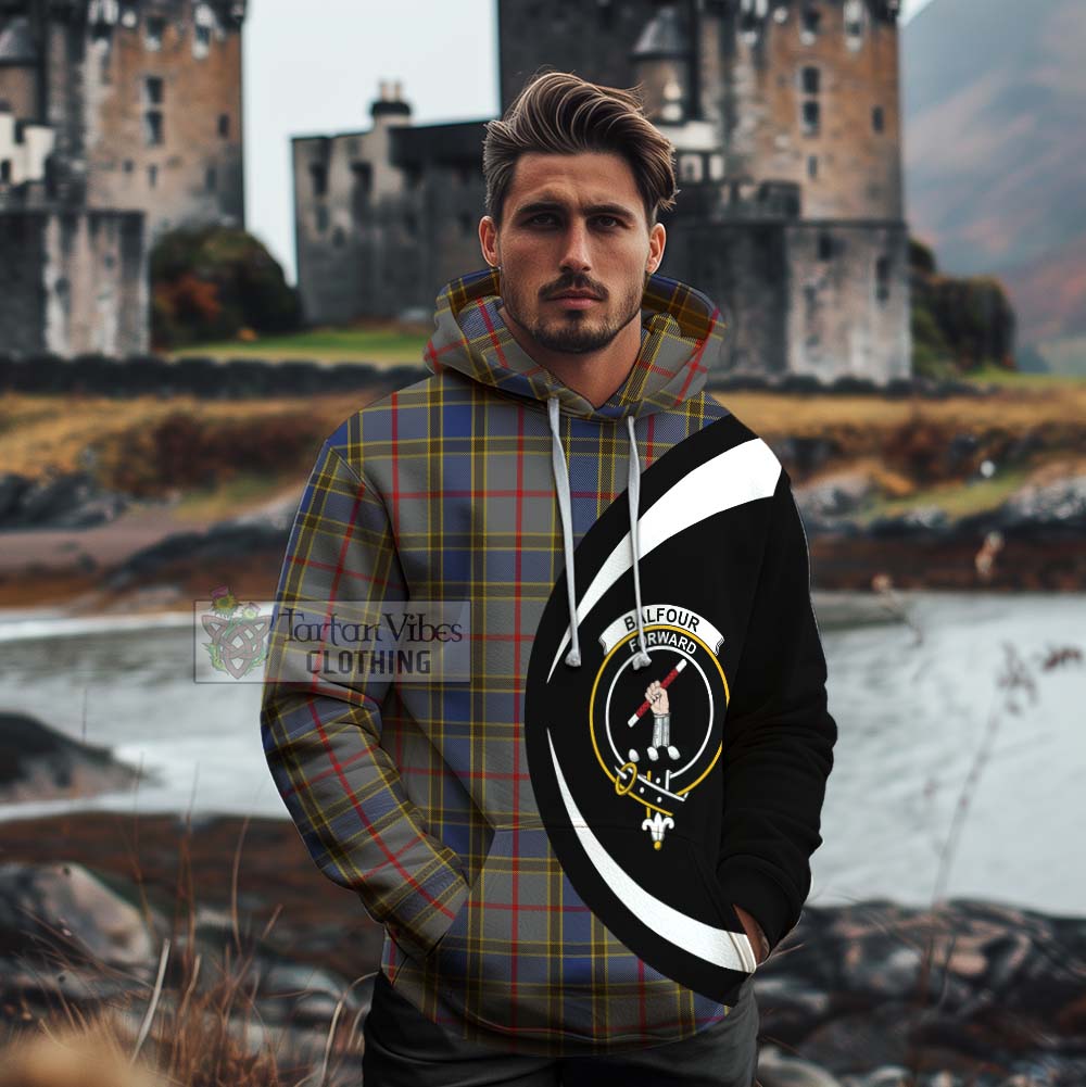 Tartan Vibes Clothing Balfour Tartan Cotton Hoodie with Family Crest Circle Style