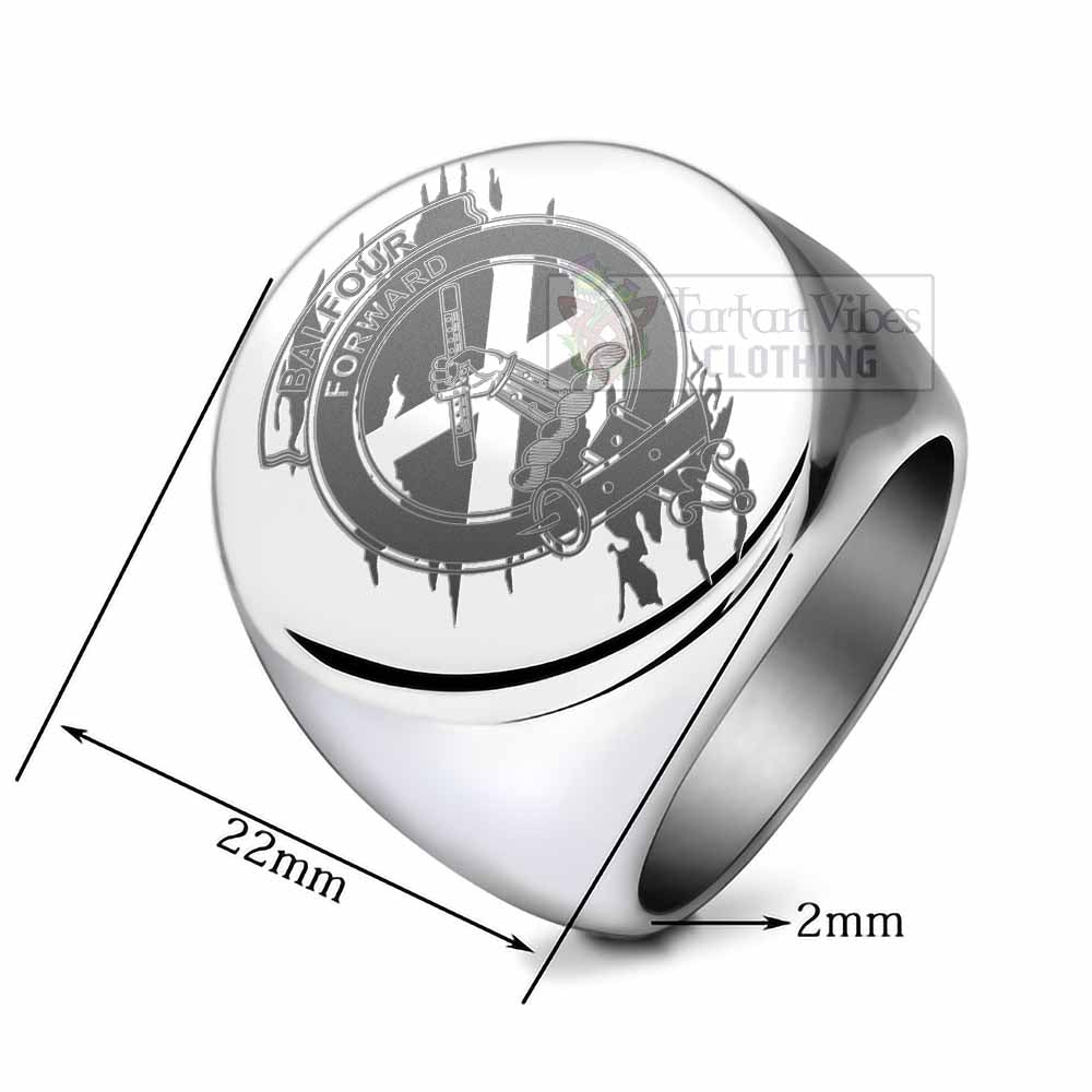 Tartan Vibes Clothing Balfour Clan Crest Engraved Ring Scotland In Me Style