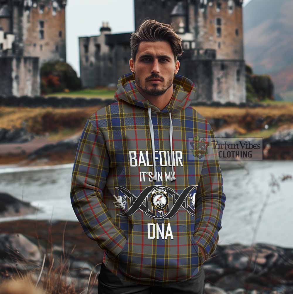 Tartan Vibes Clothing Balfour Tartan Cotton Hoodie with Family Crest DNA In Me Style