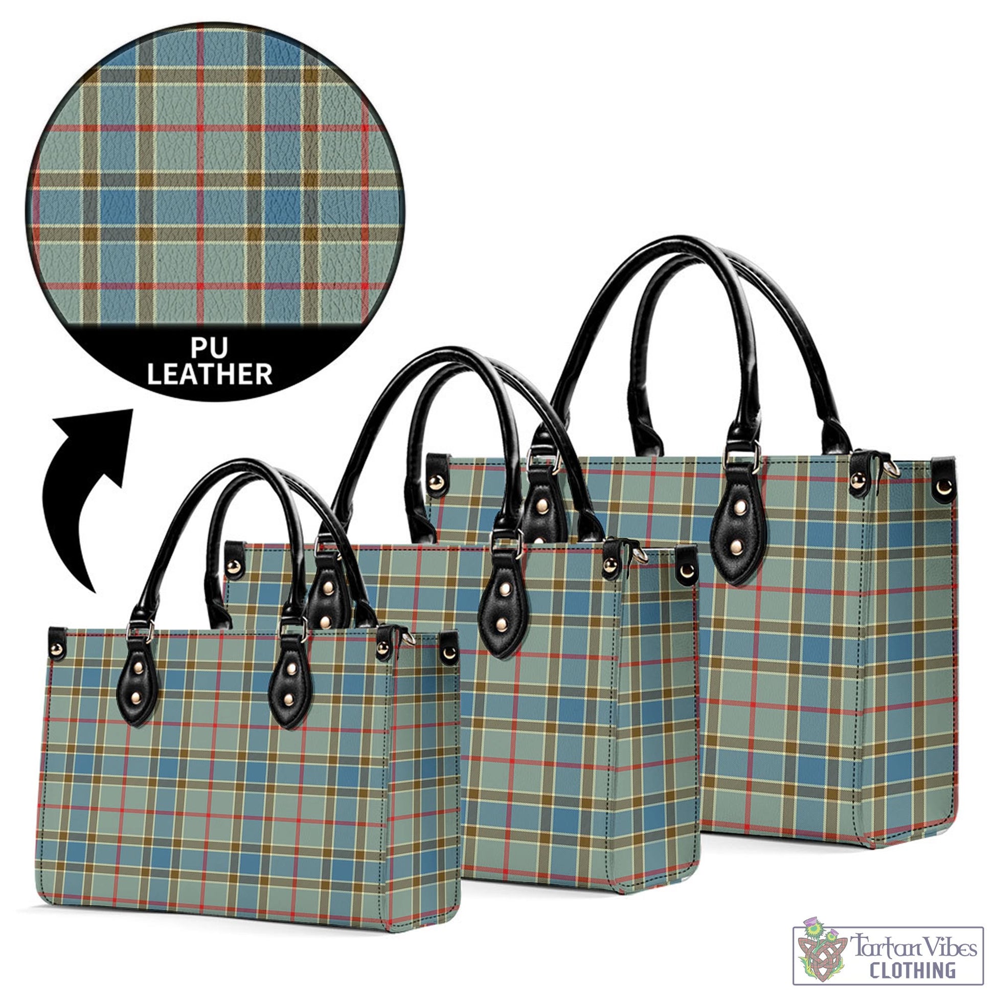 Tartan Vibes Clothing Balfour Blue Tartan Luxury Leather Handbags