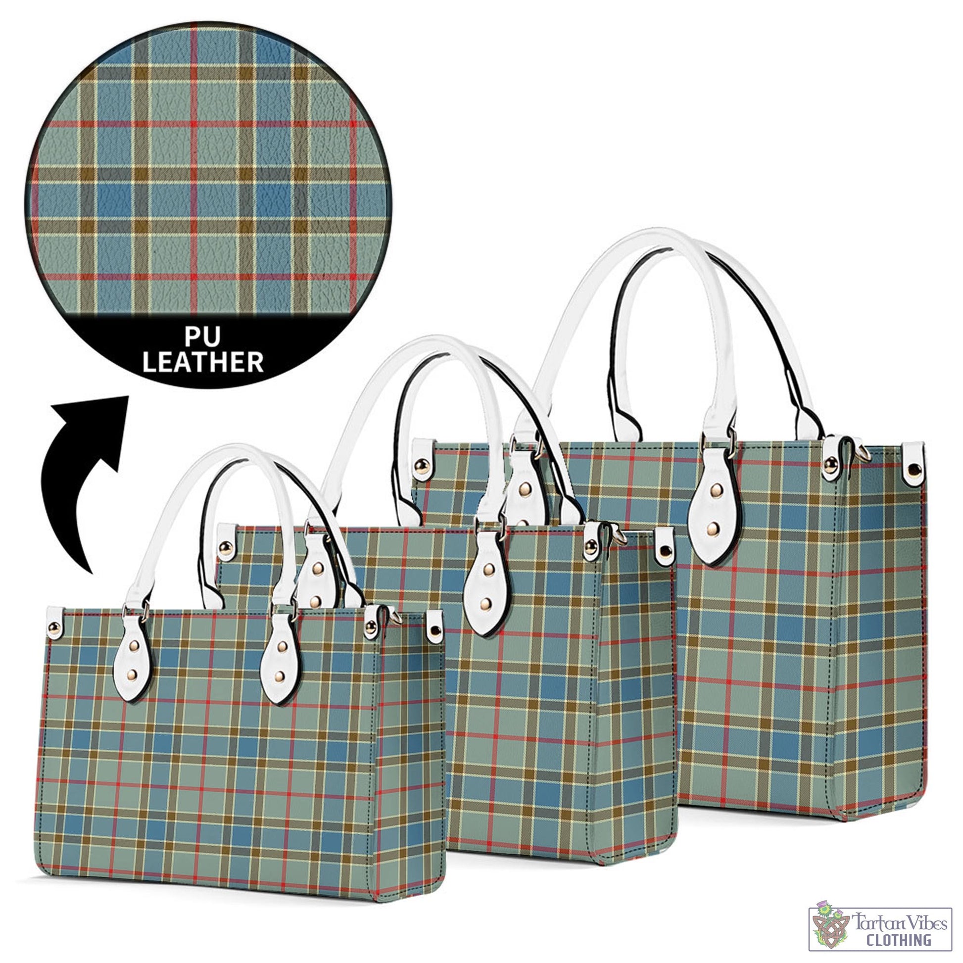 Tartan Vibes Clothing Balfour Blue Tartan Luxury Leather Handbags