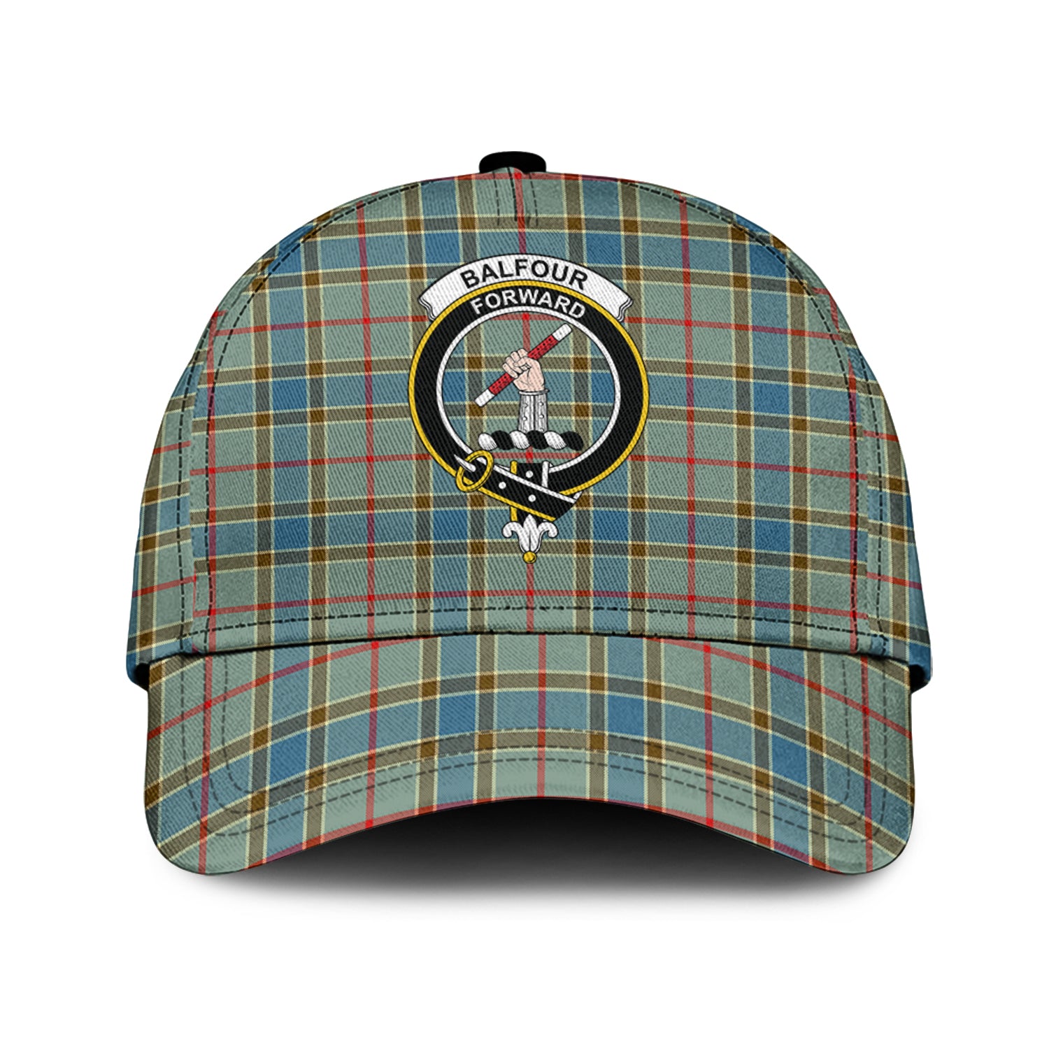 Balfour Blue Tartan Classic Cap with Family Crest Classic Cap Universal Fit - Tartan Vibes Clothing