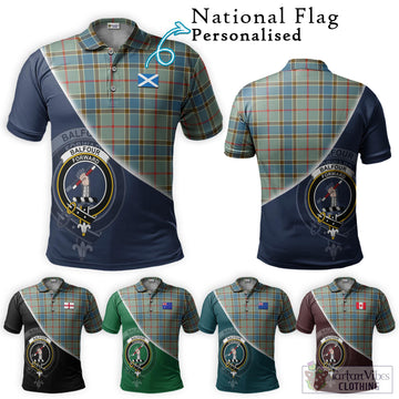 Balfour Blue Tartan Polo Shirt with Personalised National Flag and Family Crest Half Style