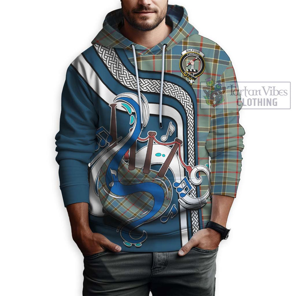 Balfour Blue Tartan Hoodie with Epic Bagpipe Style Zip Hoodie - Tartanvibesclothing Shop