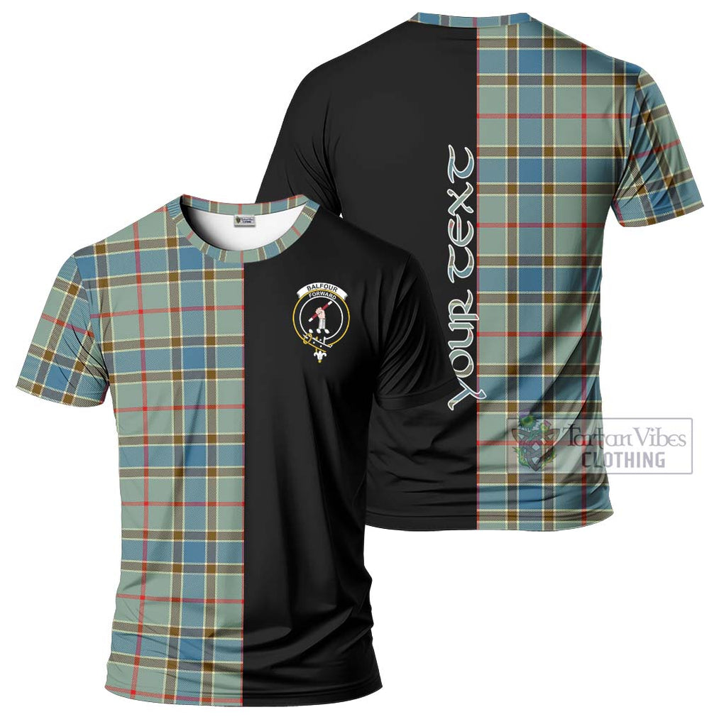 Balfour Blue Tartan T-Shirt with Family Crest and Half Of Me Style Kid's Shirt - Tartanvibesclothing Shop