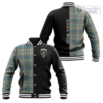 Balfour Blue Tartan Baseball Jacket with Family Crest and Half Of Me Style