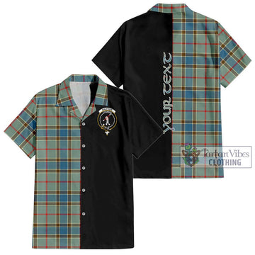 Balfour Blue Tartan Short Sleeve Button Shirt with Family Crest and Half Of Me Style