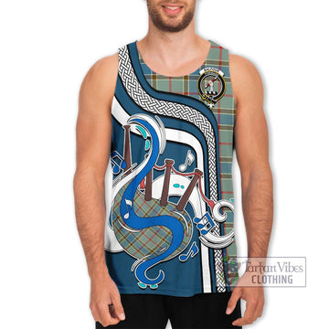 Balfour Blue Tartan Men's Tank Top with Epic Bagpipe Style