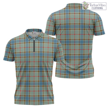 Balfour Blue Tartan Zipper Polo Shirt