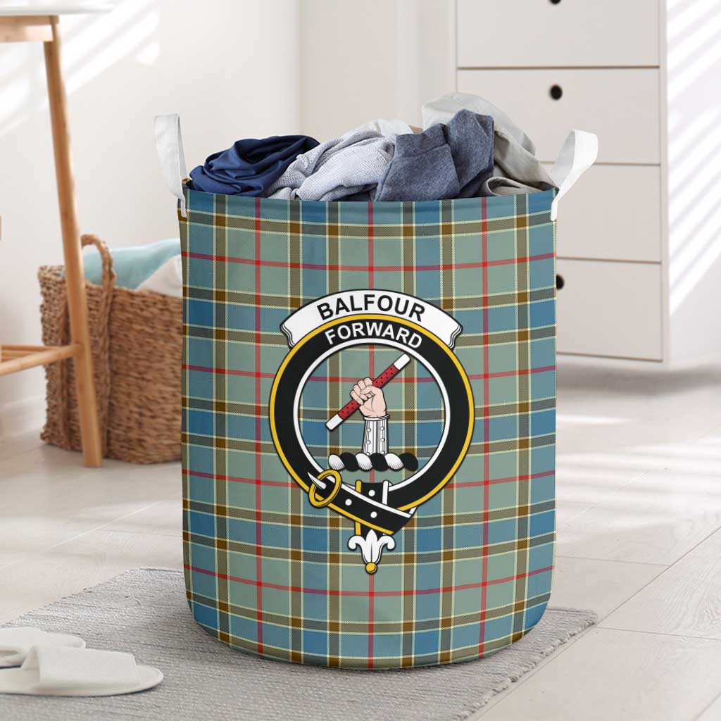 Tartan Vibes Clothing Balfour Blue Tartan Laundry Basket with Family Crest