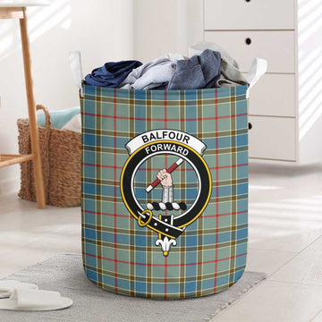 Balfour Blue Tartan Laundry Basket with Family Crest