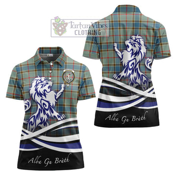 Balfour Blue Tartan Women's Polo Shirt with Alba Gu Brath Regal Lion Emblem