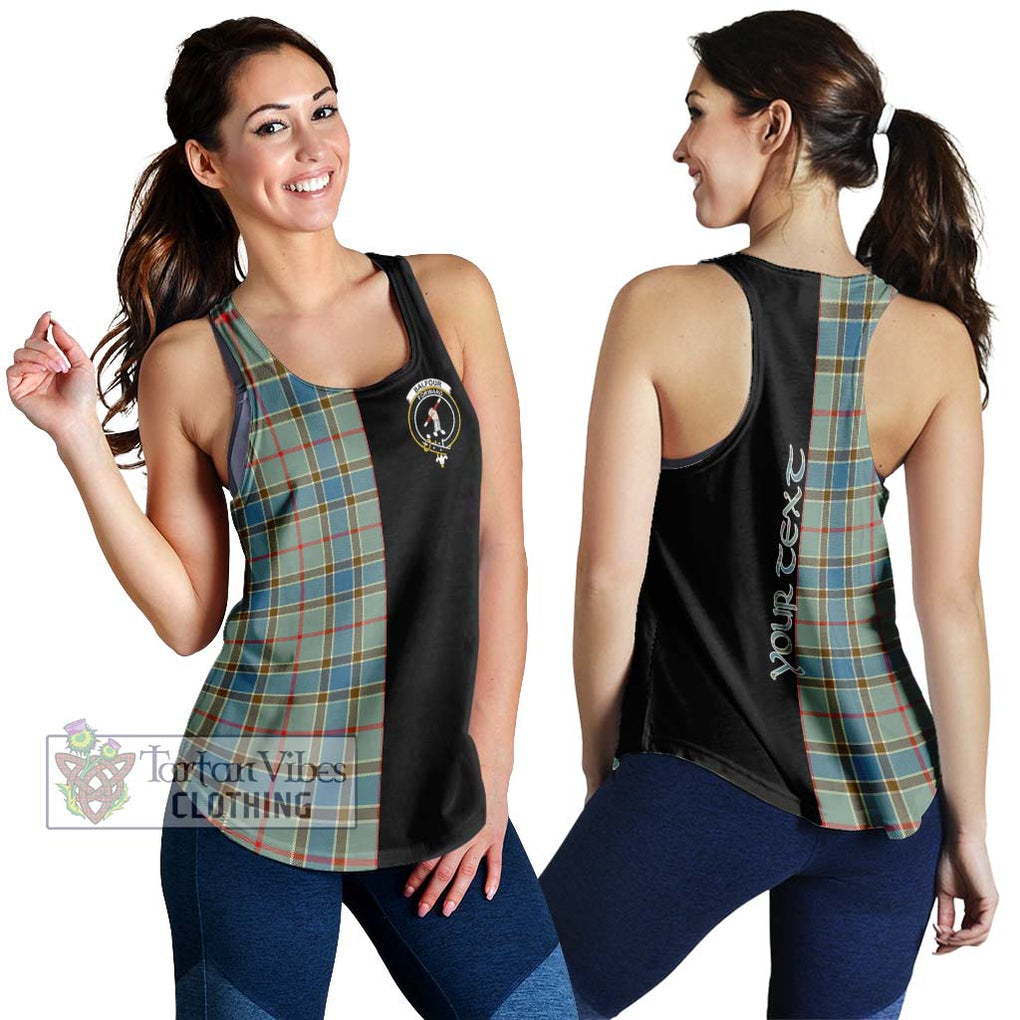 Balfour Blue Tartan Women's Racerback Tanks with Family Crest and Half Of Me Style 4XL - Tartanvibesclothing Shop