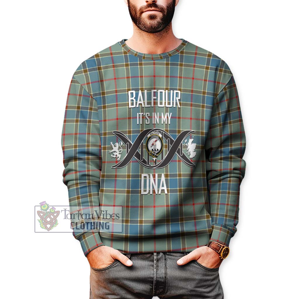 Tartan Vibes Clothing Balfour Blue Tartan Sweatshirt with Family Crest DNA In Me Style