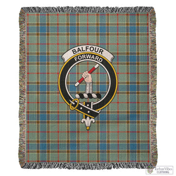 Balfour Blue Tartan Woven Blanket with Family Crest