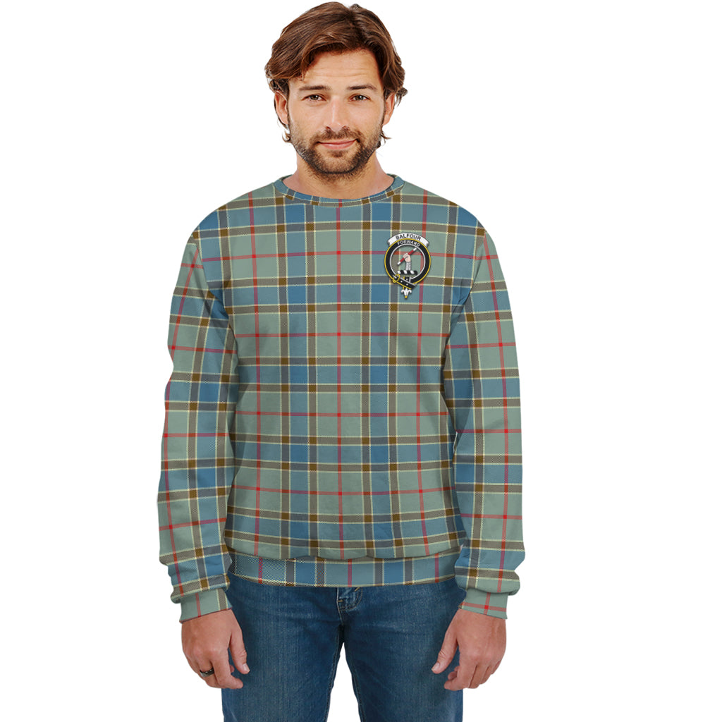 Balfour Blue Tartan Sweatshirt with Family Crest Unisex - Tartan Vibes Clothing