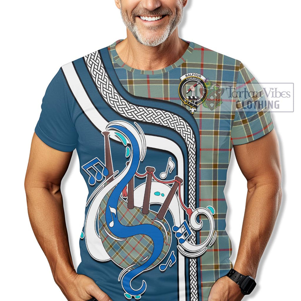 Balfour Blue Tartan T-Shirt with Epic Bagpipe Style Kid's Shirt - Tartanvibesclothing Shop