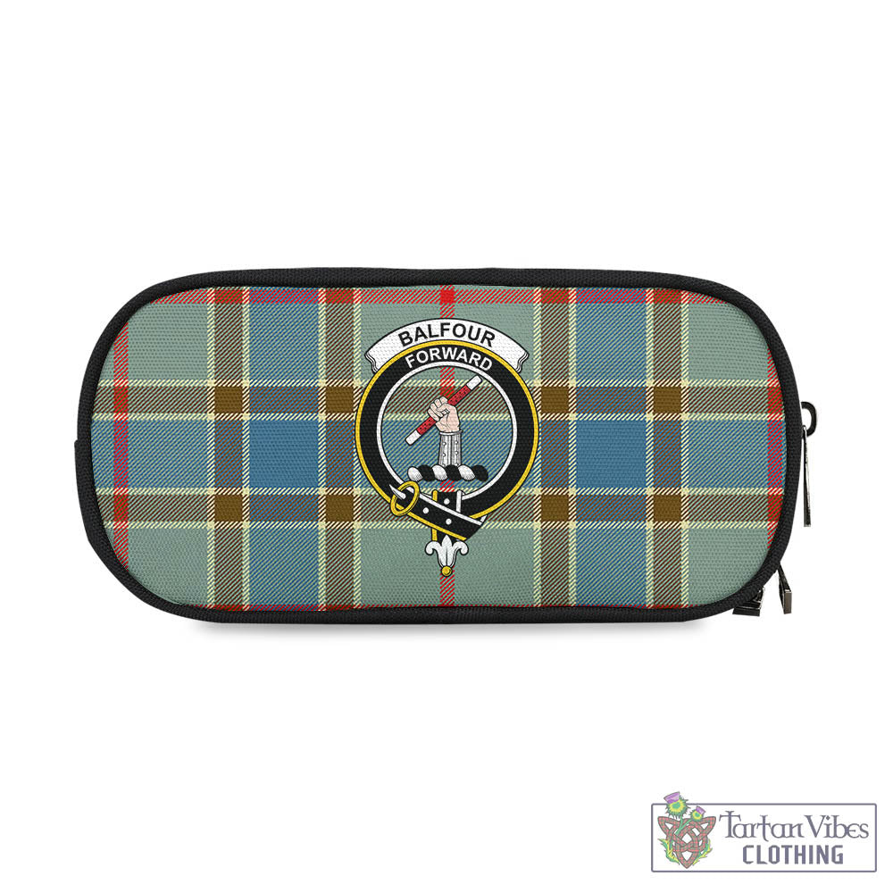 Tartan Vibes Clothing Balfour Blue Tartan Pen and Pencil Case with Family Crest