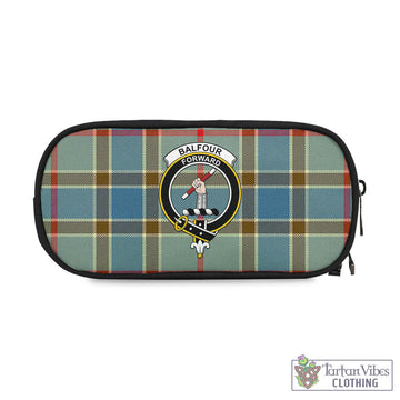 Balfour Blue Tartan Pen and Pencil Case with Family Crest