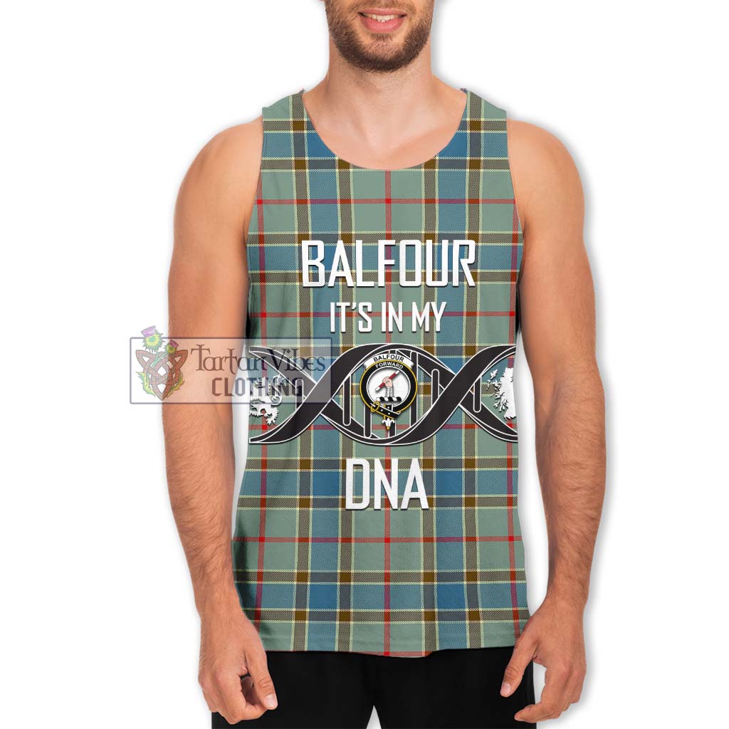 Tartan Vibes Clothing Balfour Blue Tartan Men's Tank Top with Family Crest DNA In Me Style