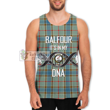 Balfour Blue Tartan Men's Tank Top with Family Crest DNA In Me Style