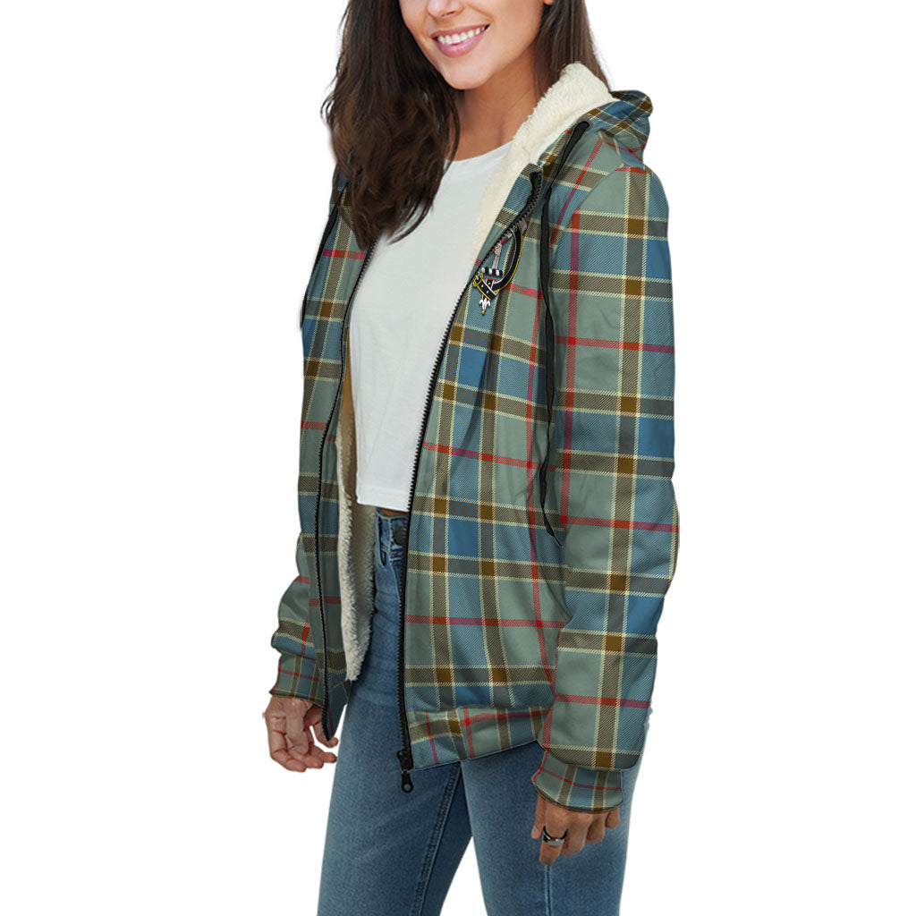 Balfour Blue Tartan Sherpa Hoodie with Family Crest Unisex - Tartanvibesclothing