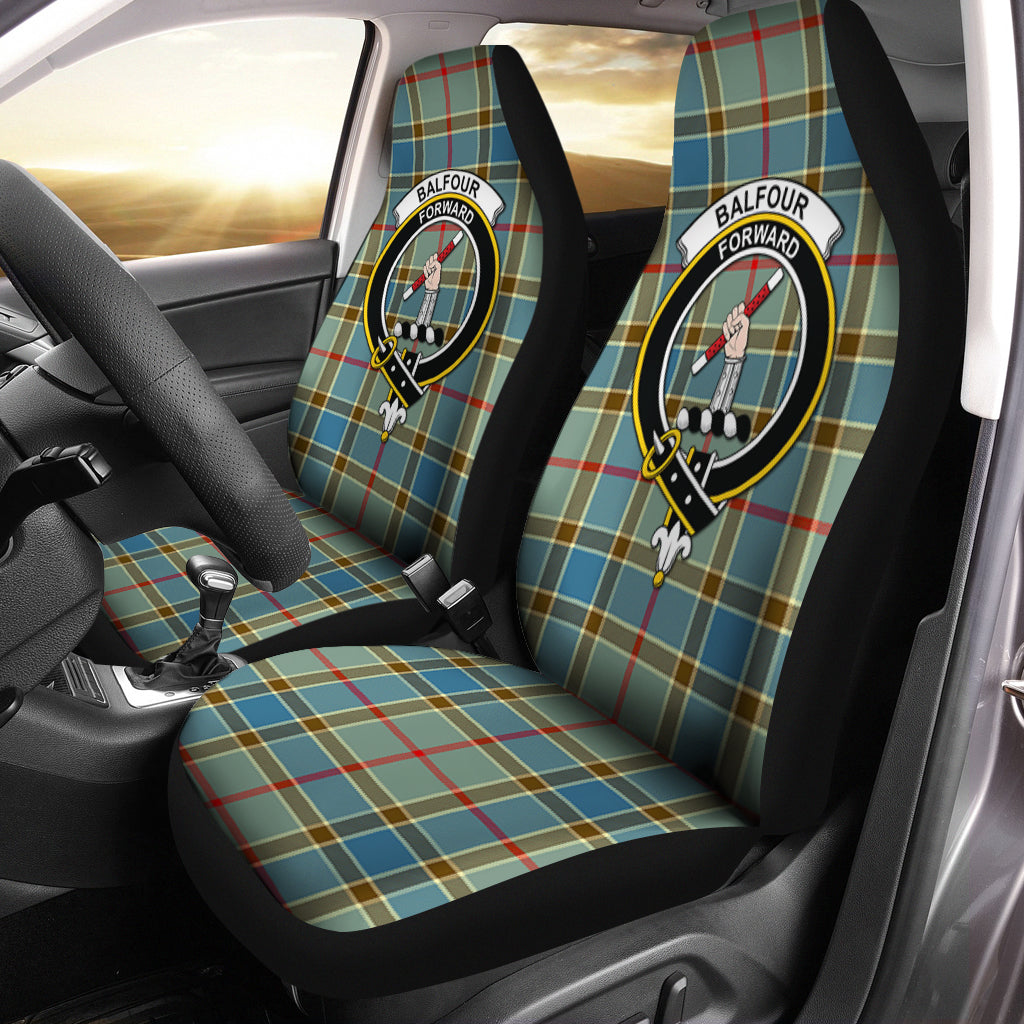 Balfour Blue Tartan Car Seat Cover with Family Crest One Size - Tartanvibesclothing