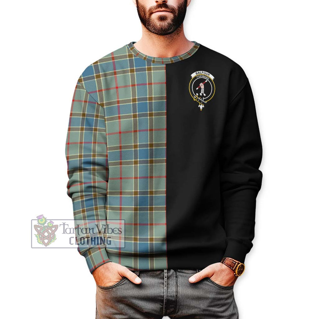 Balfour Blue Tartan Sweatshirt with Family Crest and Half Of Me Style Unisex - Tartanvibesclothing Shop