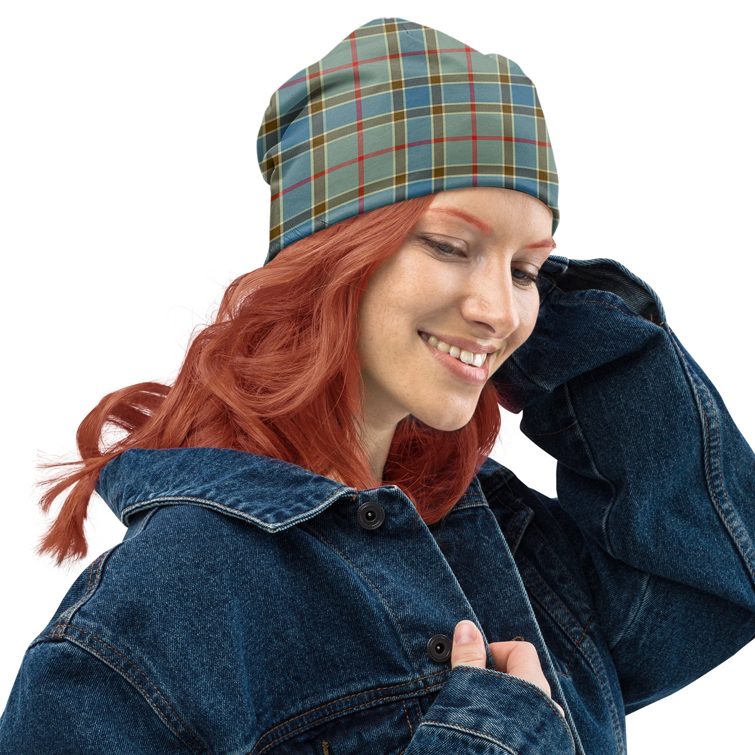 Balfour Blue Tartan Beanies Hat One Size 10.5*10.2 inches - Tartan Vibes Clothing