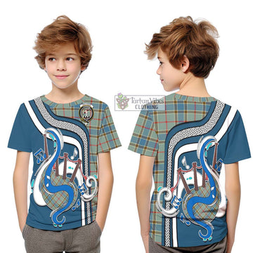 Balfour Blue Tartan Kid T-Shirt with Epic Bagpipe Style