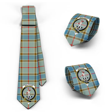Balfour Blue Tartan Classic Necktie with Family Crest
