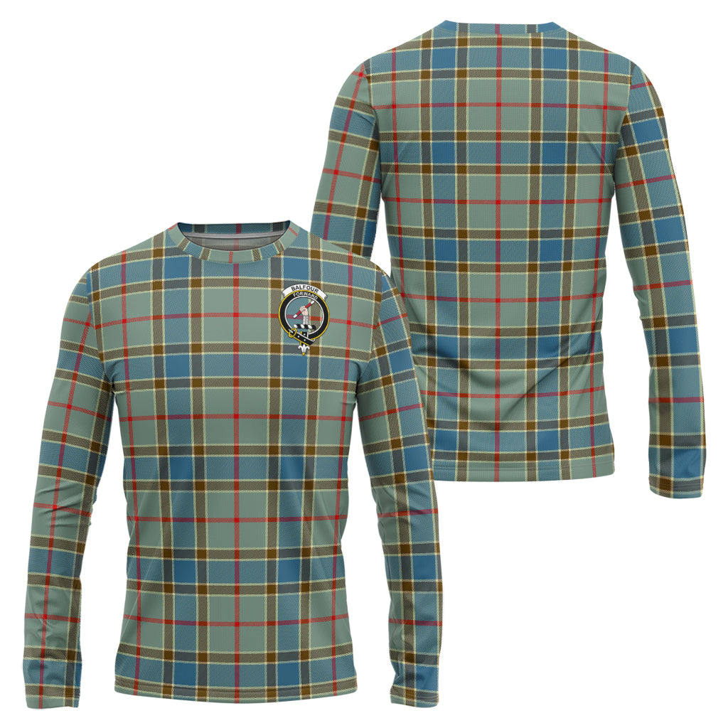 Balfour Blue Tartan Long Sleeve T-Shirt with Family Crest Unisex - Tartanvibesclothing