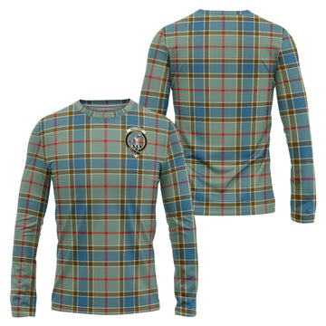 Balfour Blue Tartan Long Sleeve T-Shirt with Family Crest