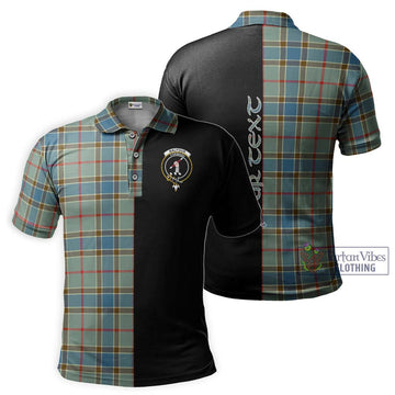 Balfour Blue Tartan Polo Shirt with Family Crest and Half Of Me Style