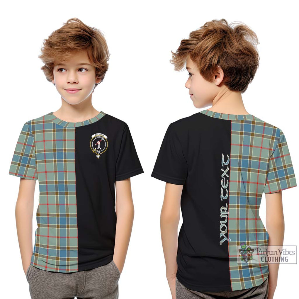 Balfour Blue Tartan Kid T-Shirt with Family Crest and Half Of Me Style Youth XL Size14 - Tartanvibesclothing Shop