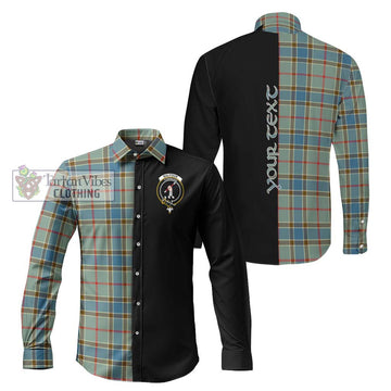 Balfour Blue Tartan Long Sleeve Button Shirt with Family Crest and Half Of Me Style