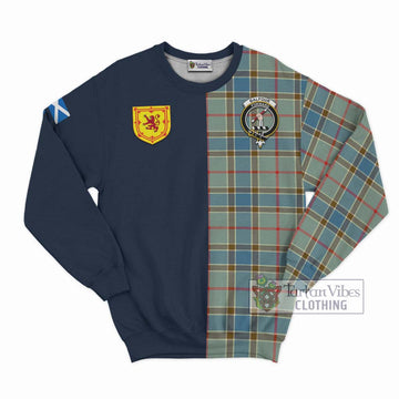 Balfour Blue Tartan Sweatshirt with Scottish Lion Royal Arm Half Style