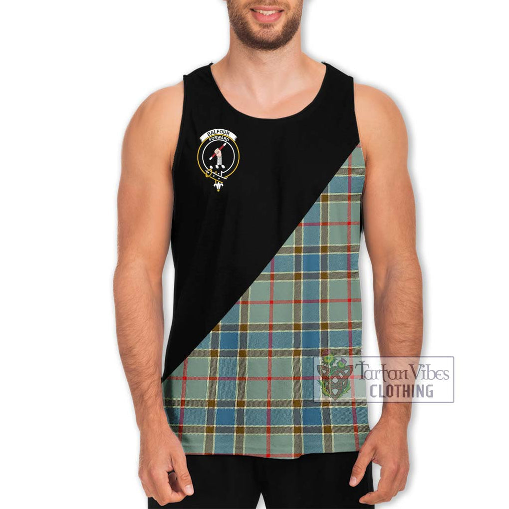 Balfour Blue Tartan Men's Tank Top with Family Crest and Military Logo Style Men - Tartanvibesclothing Shop