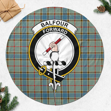 Balfour Blue Tartan Christmas Tree Skirt with Family Crest