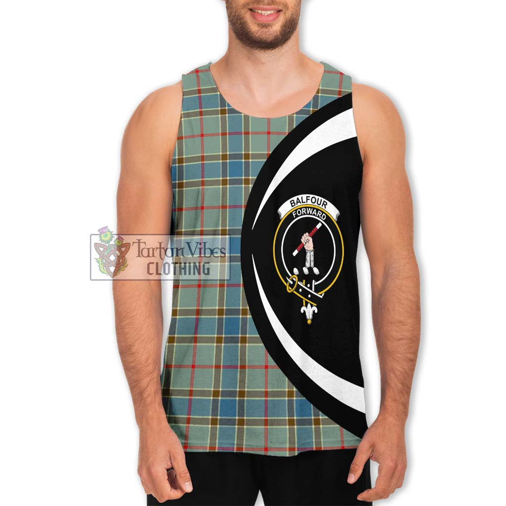 Balfour Blue Tartan Men's Tank Top with Family Crest Circle Style Men - Tartan Vibes Clothing