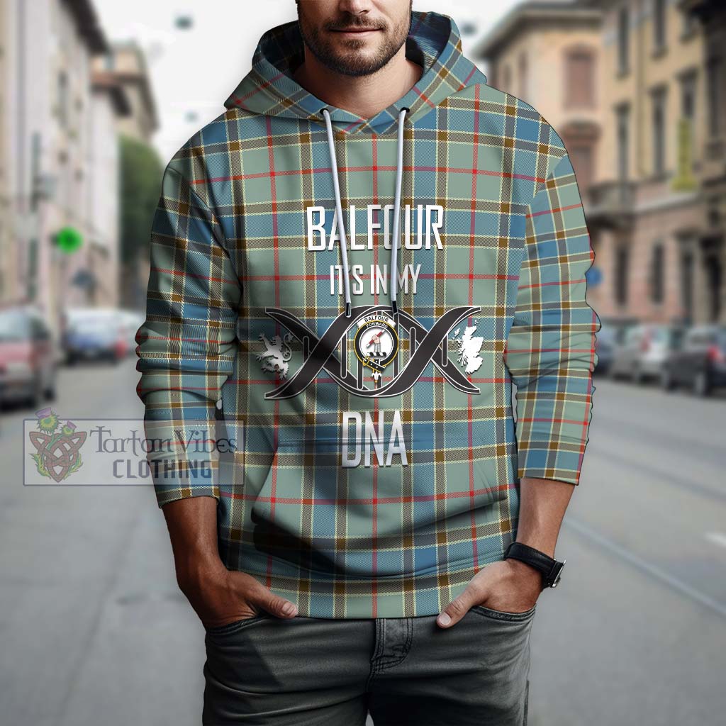 Tartan Vibes Clothing Balfour Blue Tartan Hoodie with Family Crest DNA In Me Style