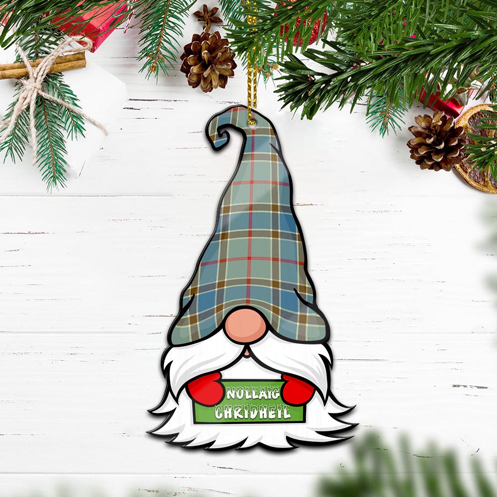 Balfour Blue Gnome Christmas Ornament with His Tartan Christmas Hat Wood Ornament - Tartanvibesclothing