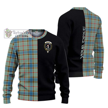 Balfour Blue Tartan Ugly Sweater with Family Crest and Half Of Me Style