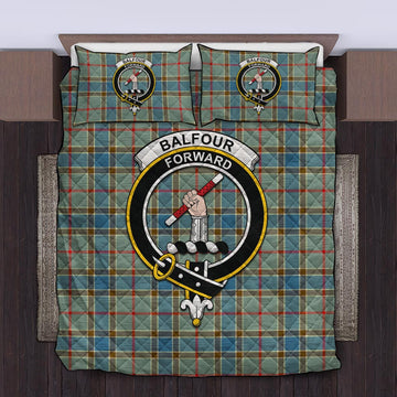 Balfour Blue Tartan Quilt Bed Set with Family Crest