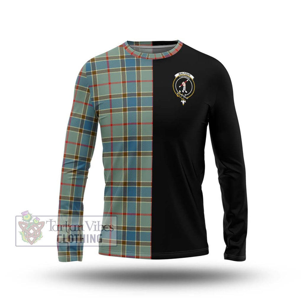 Balfour Blue Tartan Long Sleeve T-Shirt with Family Crest and Half Of Me Style Unisex - Tartanvibesclothing Shop