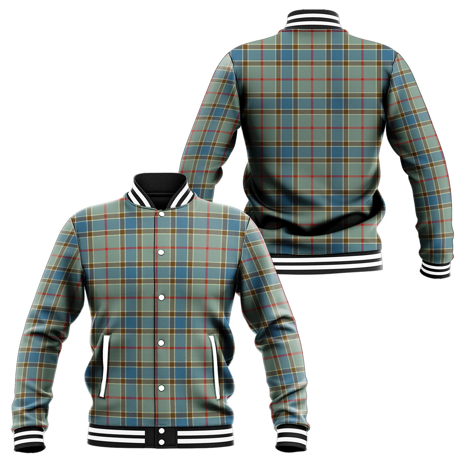 Balfour Blue Tartan Baseball Jacket Unisex - Tartan Vibes Clothing