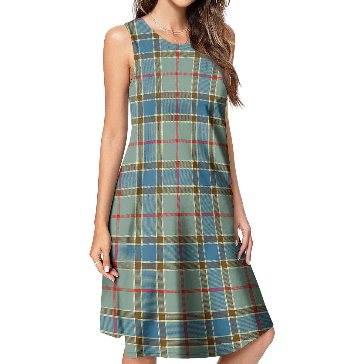 Balfour Blue Tartan Womens Casual Dresses - Tartanvibesclothing