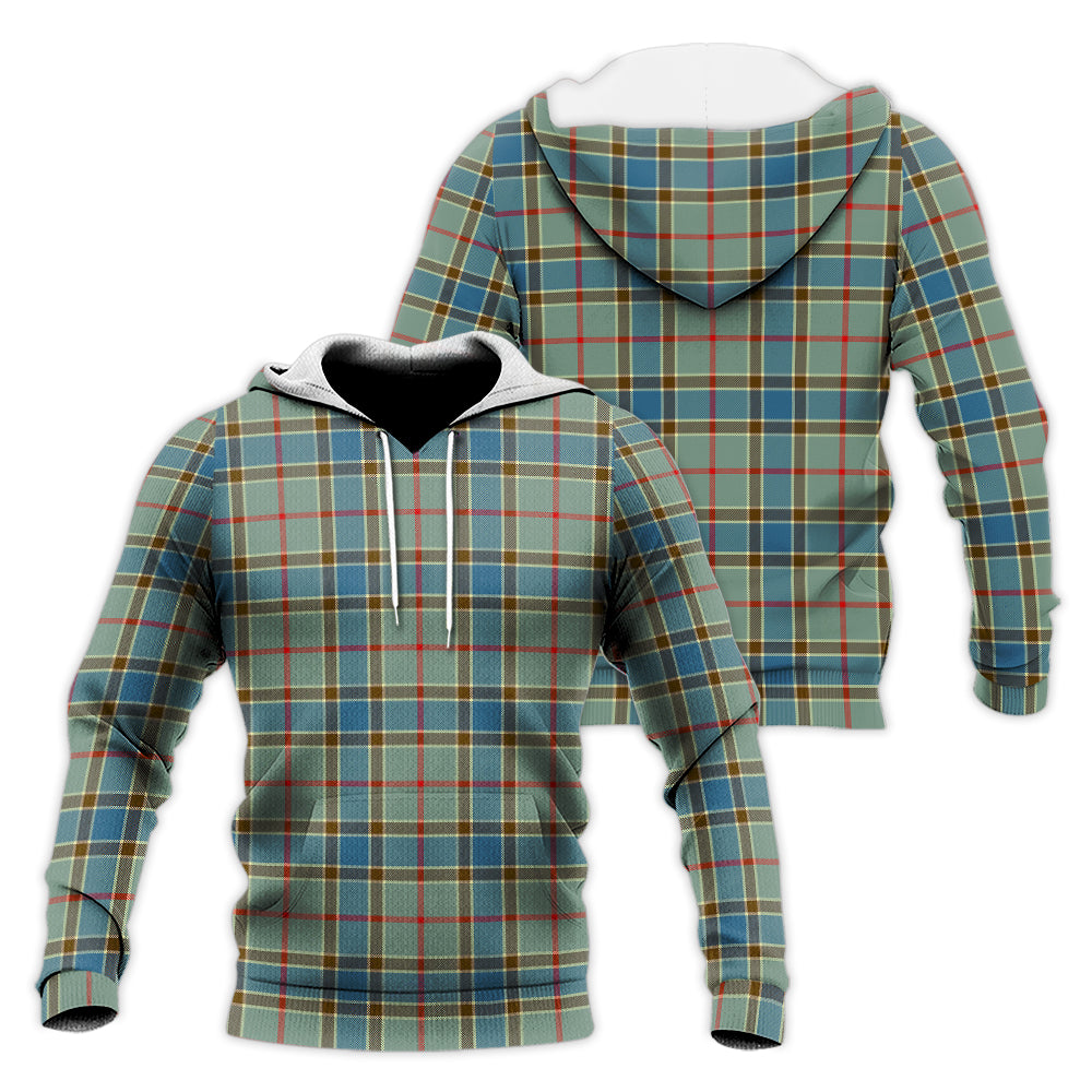 Balfour Blue Tartan Knitted Hoodie Unisex Knitted Hoodie - Tartanvibesclothing