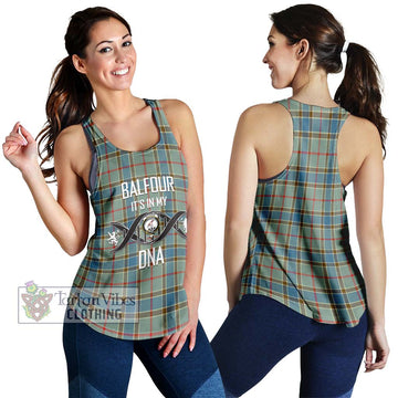 Balfour Blue Tartan Women's Racerback Tanks with Family Crest DNA In Me Style